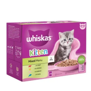 Whiskas Kitten (2-12 Months) Jelly Box-Mixed Menu (12 Pouches)