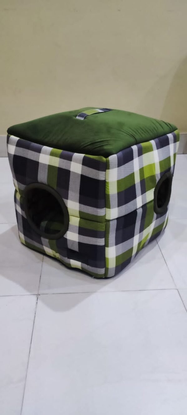 Cat House With Bed (Check Design)