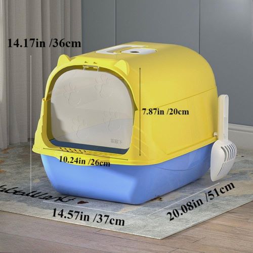 Fully Enclosed Cat Face Covered Litter Box