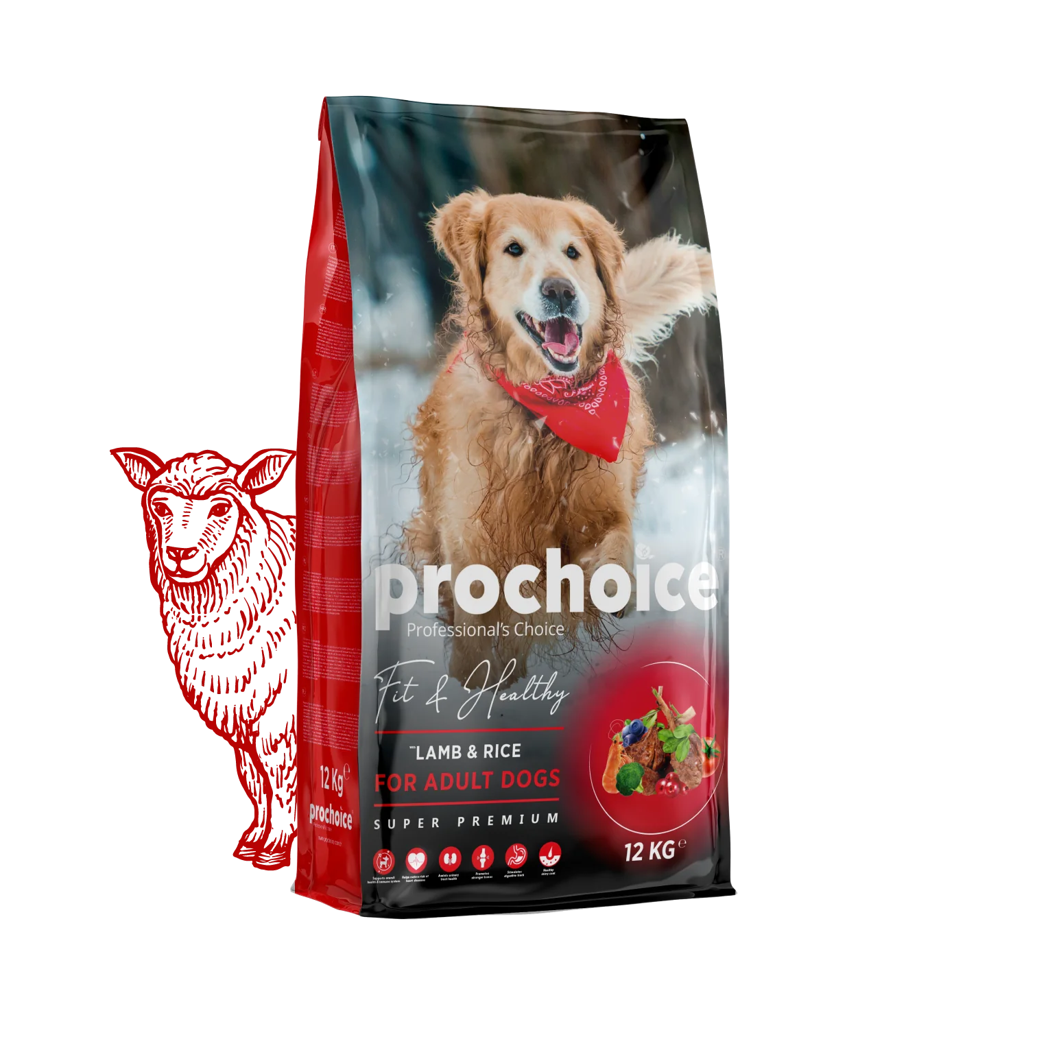 Prochoice Fit And Healthy Adult Dog Food-Lamb And Rice (3kg)