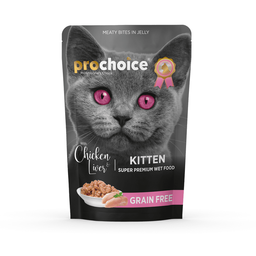 Prochoice Chicken and Liver Chunks in Jelly For Adult Kitten (Grain Free)– 85 Gram