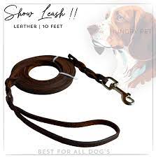 Dog Training Show Leash Pure Leather - 9 feet length