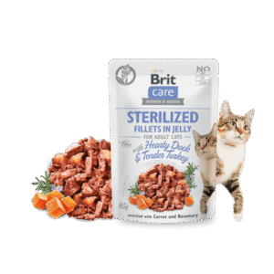 brit care fillets in jelly for sterilised cats hearty duck & tender turkey (85g)