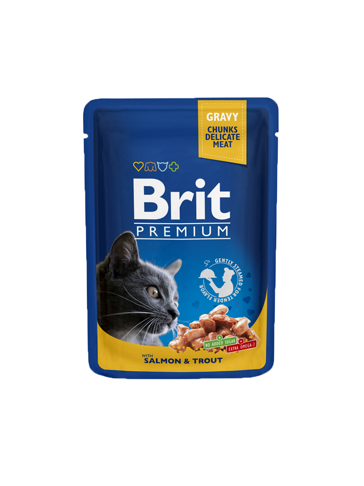 Brit Premium By Nature Gravy Chunks Adult Jelly Cat Food-Salmon & Trout (100g)
