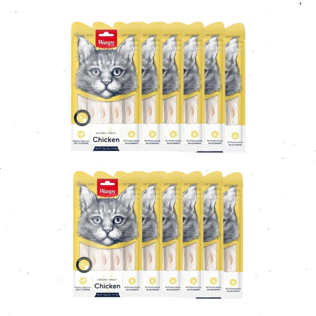 Wanpy Creamy Lickable Treat For Cats-Chicken Flavour (12 Packs)