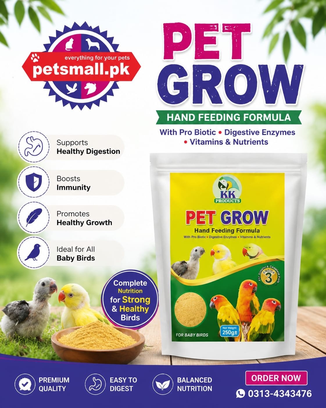 Pet Grow Hand Feeding Formula for Birds