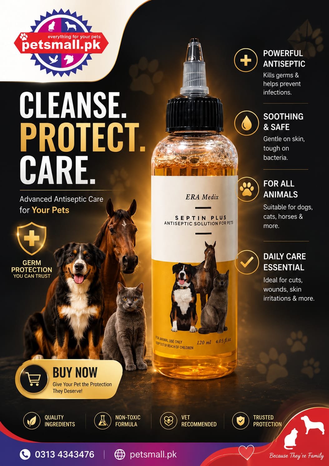 ERA Medix Septin-Antiseptic Solution For Pets (120ml)